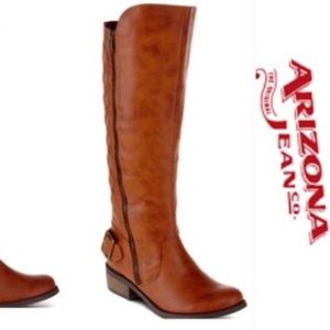 wide calf  Arizona Cody quilted boots cognac